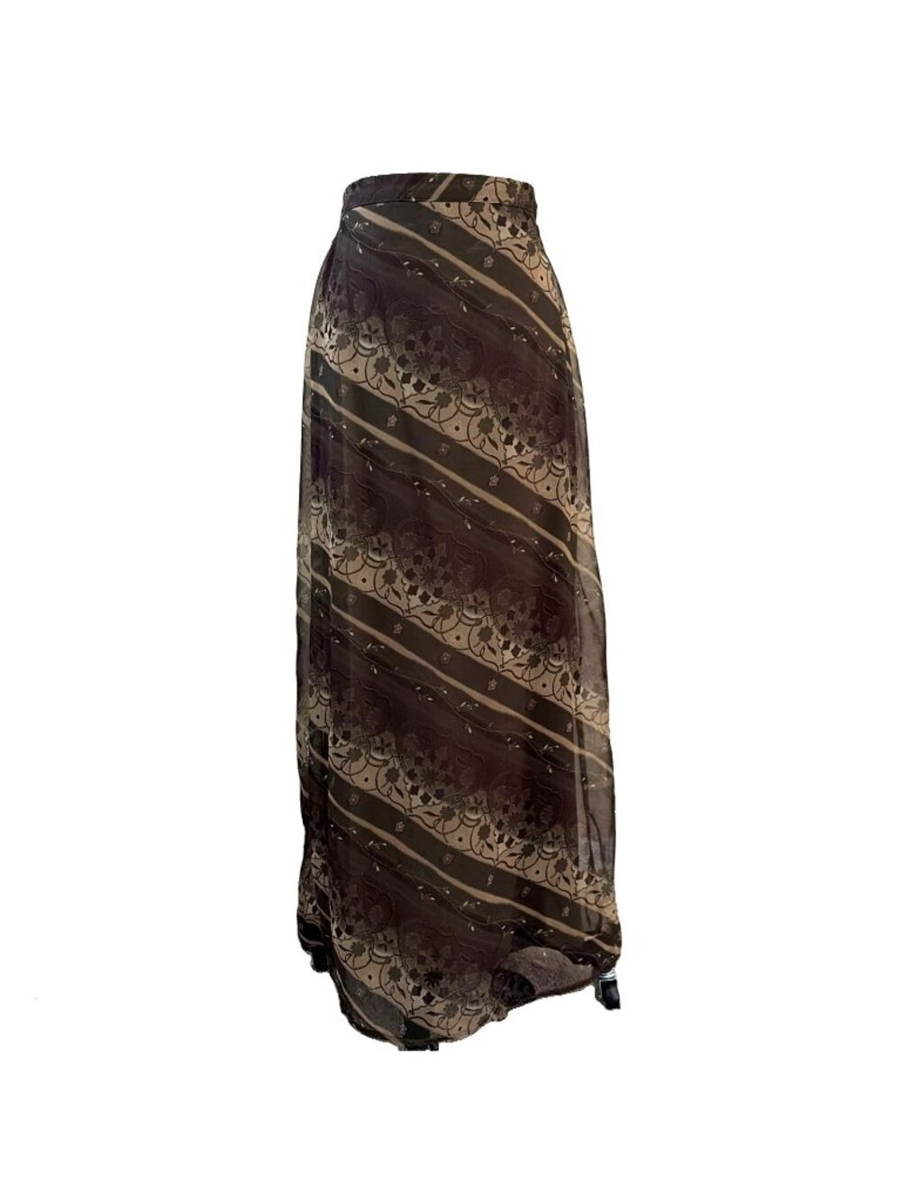 VTG Y2K Ilyza Sheer Maxi Skirt Size S Floral Phoebe Buffay Boho Forest Fairy USA